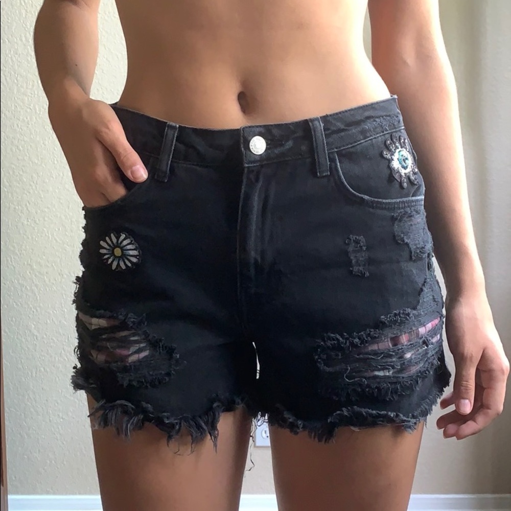 Black High Waisted Jean Shorts from Zara